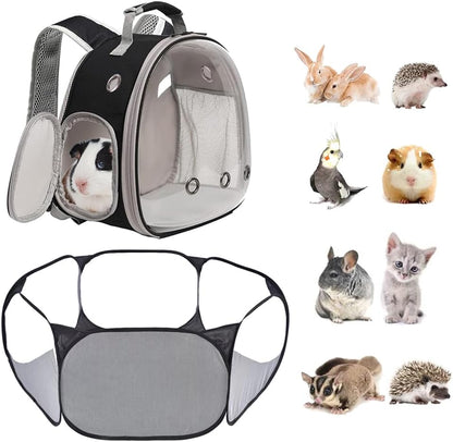 Small Animals Tent, Breathable Transparent Pet Playpen Pop Open Outdoor/Indoor Exercise Fence, Portable Yard Fence for Guinea Pig, Rabbit, Hamster, Chinchillas and Hedgehogs
