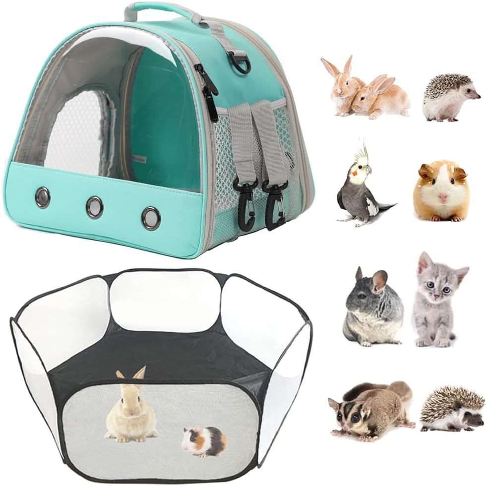Small Animals Tent, Breathable Transparent Pet Playpen Pop Open Outdoor/Indoor Exercise Fence, Portable Yard Fence for Guinea Pig, Rabbit, Hamster, Chinchillas and Hedgehogs