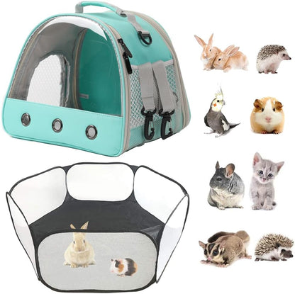 Small Animals Tent, Breathable Transparent Pet Playpen Pop Open Outdoor/Indoor Exercise Fence, Portable Yard Fence for Guinea Pig, Rabbit, Hamster, Chinchillas and Hedgehogs