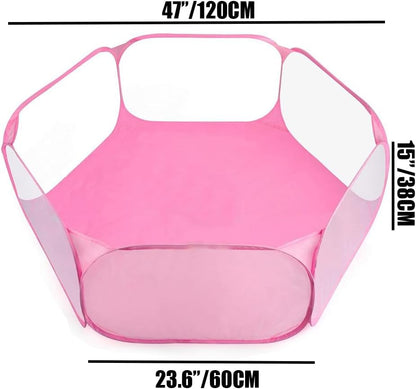 Small Animals Tent, Breathable Transparent Pet Playpen Pop Open Outdoor/Indoor Exercise Fence, Portable Yard Fence for Guinea Pig, Rabbit, Hamster, Chinchillas and Hedgehogs