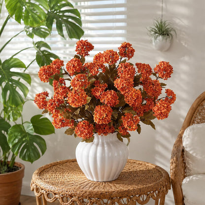 6 Pcs 28"Artificial Snowball Hydrangea Flower Stems for Vase(White-Green) | Elegant and Full, Fake Realistic Silk Flower Branches, for Table Centerpieces/DIY Bouquet/Home/Farmhouse/Indoor/Home Decor