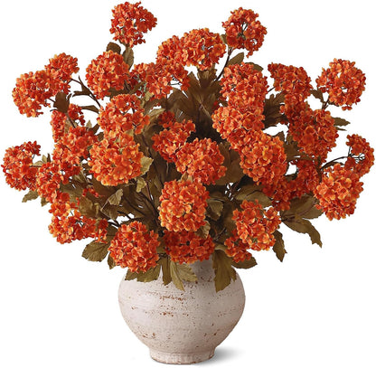 6 Pcs 28"Artificial Snowball Hydrangea Flower Stems for Vase(White-Green) | Elegant and Full, Fake Realistic Silk Flower Branches, for Table Centerpieces/DIY Bouquet/Home/Farmhouse/Indoor/Home Decor