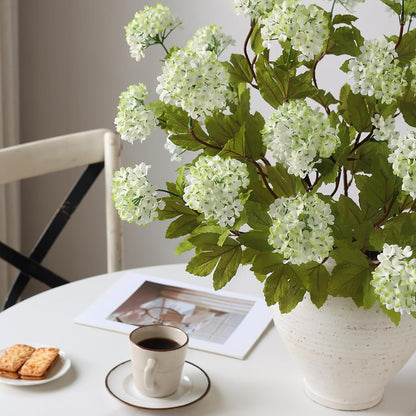 6 Pcs 28"Artificial Snowball Hydrangea Flower Stems for Vase(White-Green) | Elegant and Full, Fake Realistic Silk Flower Branches, for Table Centerpieces/DIY Bouquet/Home/Farmhouse/Indoor/Home Decor