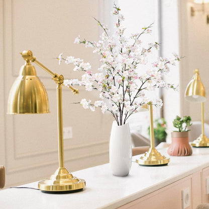 Artificial Cherry Blossom Flowers 3 Pcs Faux Cherry Blossom Stems Faux Silk Cherry Blossom Branches 35.4’’ Fake Flowers Long Stems for Vase Arrangements Home Wedding Table Decor (White)
