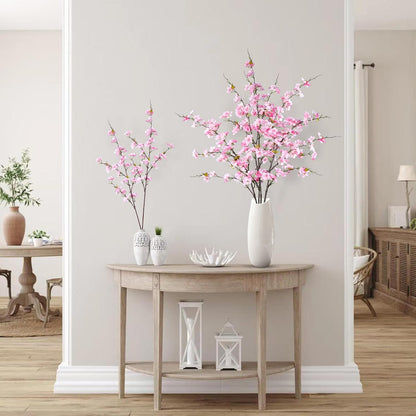 Artificial Cherry Blossom Flowers 3 Pcs Faux Cherry Blossom Stems Faux Silk Cherry Blossom Branches 35.4’’ Fake Flowers Long Stems for Vase Arrangements Home Wedding Table Decor (White)
