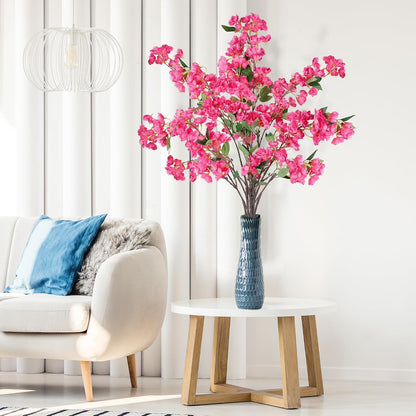 Artificial Cherry Blossom Flowers 3 Pcs Faux Cherry Blossom Stems Faux Silk Cherry Blossom Branches 35.4’’ Fake Flowers Long Stems for Vase Arrangements Home Wedding Table Decor (White)