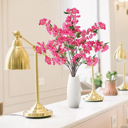 Artificial Cherry Blossom Flowers 3 Pcs Faux Cherry Blossom Stems Faux Silk Cherry Blossom Branches 35.4’’ Fake Flowers Long Stems for Vase Arrangements Home Wedding Table Decor (White)