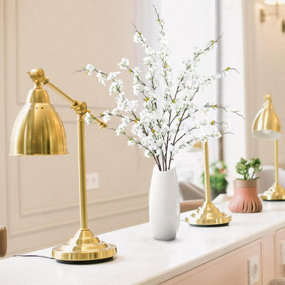 Artificial Cherry Blossom Flowers 3 Pcs Faux Cherry Blossom Stems Faux Silk Cherry Blossom Branches 35.4’’ Fake Flowers Long Stems for Vase Arrangements Home Wedding Table Decor (White)