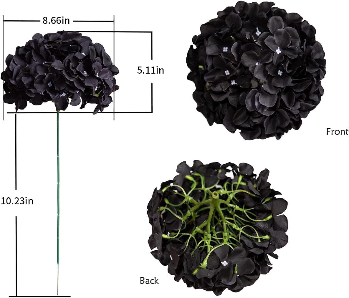 Artificial Hydrangea Silk Flower Heads with Stem Fake Blue Hydrangea Bigger Flowers for Wedding Home Garden Centerpiece Pack of 6
