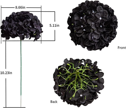 Artificial Hydrangea Silk Flower Heads with Stem Fake Blue Hydrangea Bigger Flowers for Wedding Home Garden Centerpiece Pack of 6