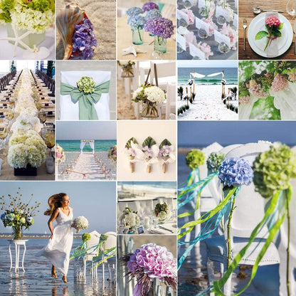 Artificial Hydrangea Silk Flower Heads with Stem Fake Blue Hydrangea Bigger Flowers for Wedding Home Garden Centerpiece Pack of 6