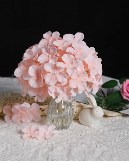Artificial Hydrangea Silk Flower Heads with Stem Fake Blue Hydrangea Bigger Flowers for Wedding Home Garden Centerpiece Pack of 6