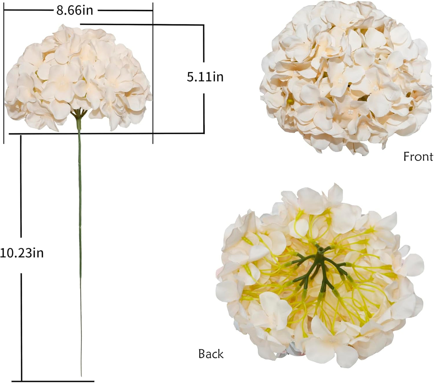 Artificial Hydrangea Silk Flower Heads with Stem Fake Blue Hydrangea Bigger Flowers for Wedding Home Garden Centerpiece Pack of 6