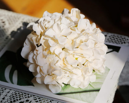 Artificial Hydrangea Silk Flower Heads with Stem Fake Blue Hydrangea Bigger Flowers for Wedding Home Garden Centerpiece Pack of 6