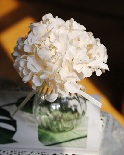 Artificial Hydrangea Silk Flower Heads with Stem Fake Blue Hydrangea Bigger Flowers for Wedding Home Garden Centerpiece Pack of 6