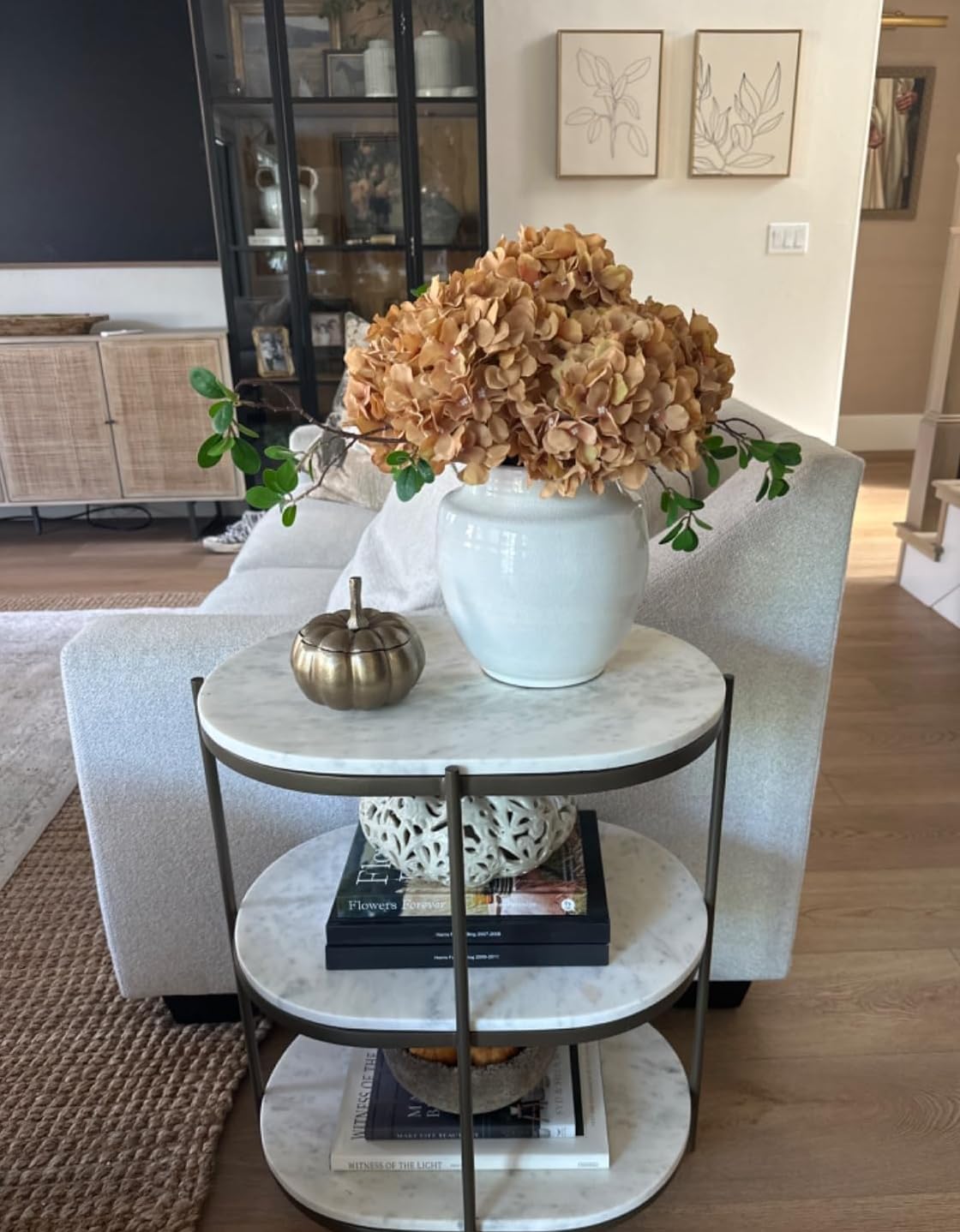 Artificial Hydrangea Silk Flower Heads with Stem Fake Blue Hydrangea Bigger Flowers for Wedding Home Garden Centerpiece Pack of 6