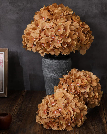 Artificial Hydrangea Silk Flower Heads with Stem Fake Blue Hydrangea Bigger Flowers for Wedding Home Garden Centerpiece Pack of 6