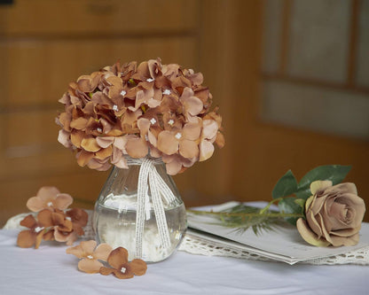 Artificial Hydrangea Silk Flower Heads with Stem Fake Blue Hydrangea Bigger Flowers for Wedding Home Garden Centerpiece Pack of 6