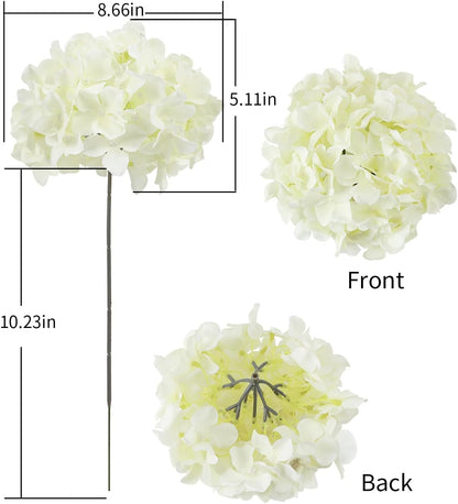 Artificial Hydrangea Silk Flower Heads with Stem Fake Blue Hydrangea Bigger Flowers for Wedding Home Garden Centerpiece Pack of 6