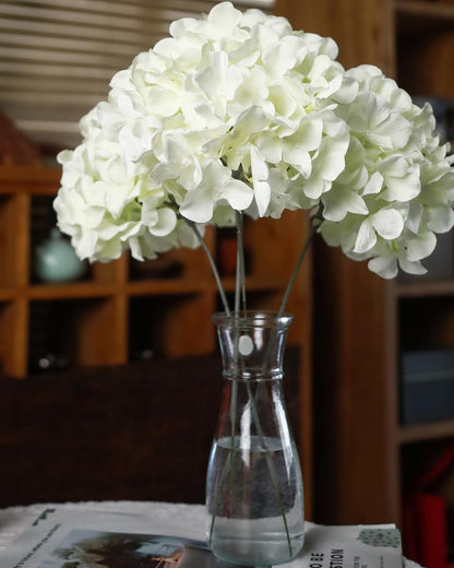 Artificial Hydrangea Silk Flower Heads with Stem Fake Blue Hydrangea Bigger Flowers for Wedding Home Garden Centerpiece Pack of 6