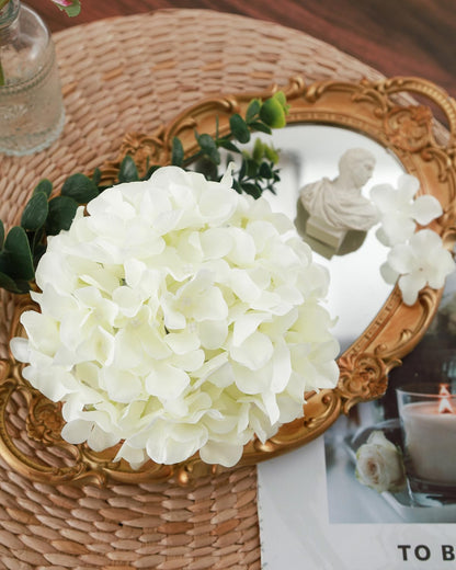Artificial Hydrangea Silk Flower Heads with Stem Fake Blue Hydrangea Bigger Flowers for Wedding Home Garden Centerpiece Pack of 6