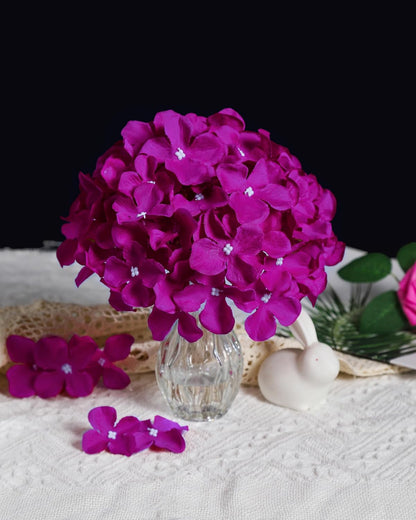 Artificial Hydrangea Silk Flower Heads with Stem Fake Blue Hydrangea Bigger Flowers for Wedding Home Garden Centerpiece Pack of 6