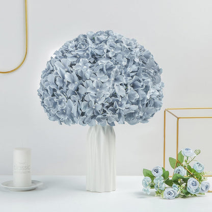 Artificial Hydrangea Silk Flower Heads with Stem Fake Blue Hydrangea Bigger Flowers for Wedding Home Garden Centerpiece Pack of 6