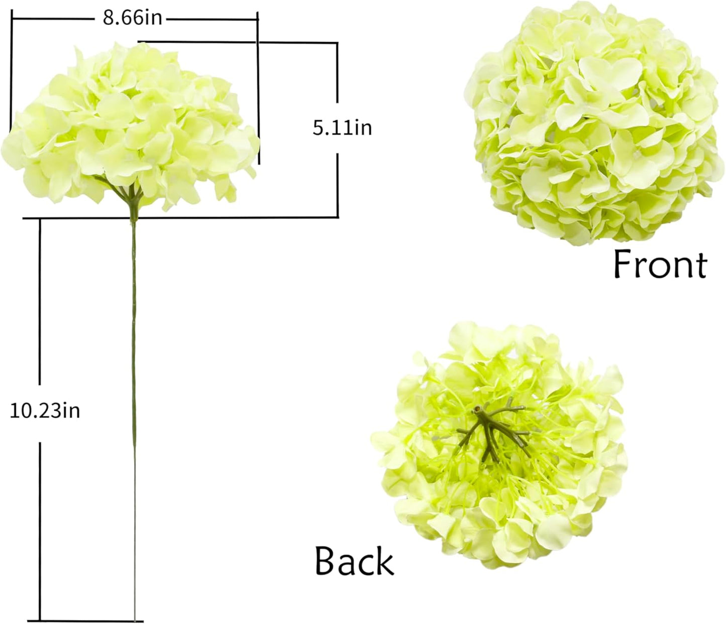 Artificial Hydrangea Silk Flower Heads with Stem Fake Blue Hydrangea Bigger Flowers for Wedding Home Garden Centerpiece Pack of 6
