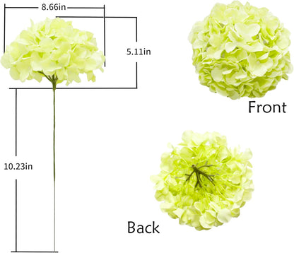 Artificial Hydrangea Silk Flower Heads with Stem Fake Blue Hydrangea Bigger Flowers for Wedding Home Garden Centerpiece Pack of 6