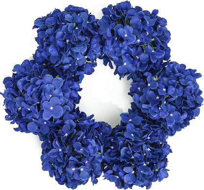 Artificial Hydrangea Silk Flower Heads with Stem Fake Blue Hydrangea Bigger Flowers for Wedding Home Garden Centerpiece Pack of 6