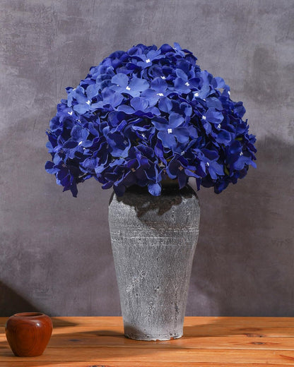 Artificial Hydrangea Silk Flower Heads with Stem Fake Blue Hydrangea Bigger Flowers for Wedding Home Garden Centerpiece Pack of 6