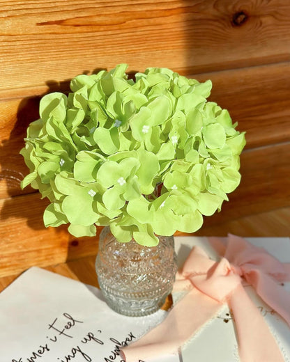 Artificial Hydrangea Silk Flower Heads with Stem Fake Blue Hydrangea Bigger Flowers for Wedding Home Garden Centerpiece Pack of 6