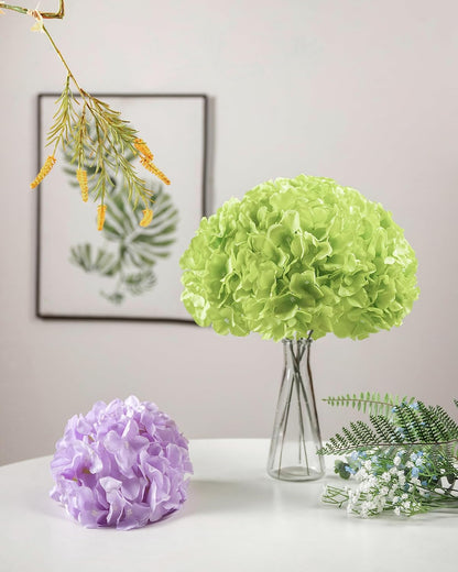 Artificial Hydrangea Silk Flower Heads with Stem Fake Blue Hydrangea Bigger Flowers for Wedding Home Garden Centerpiece Pack of 6