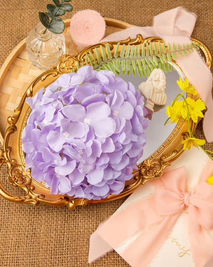Artificial Hydrangea Silk Flower Heads with Stem Fake Blue Hydrangea Bigger Flowers for Wedding Home Garden Centerpiece Pack of 6