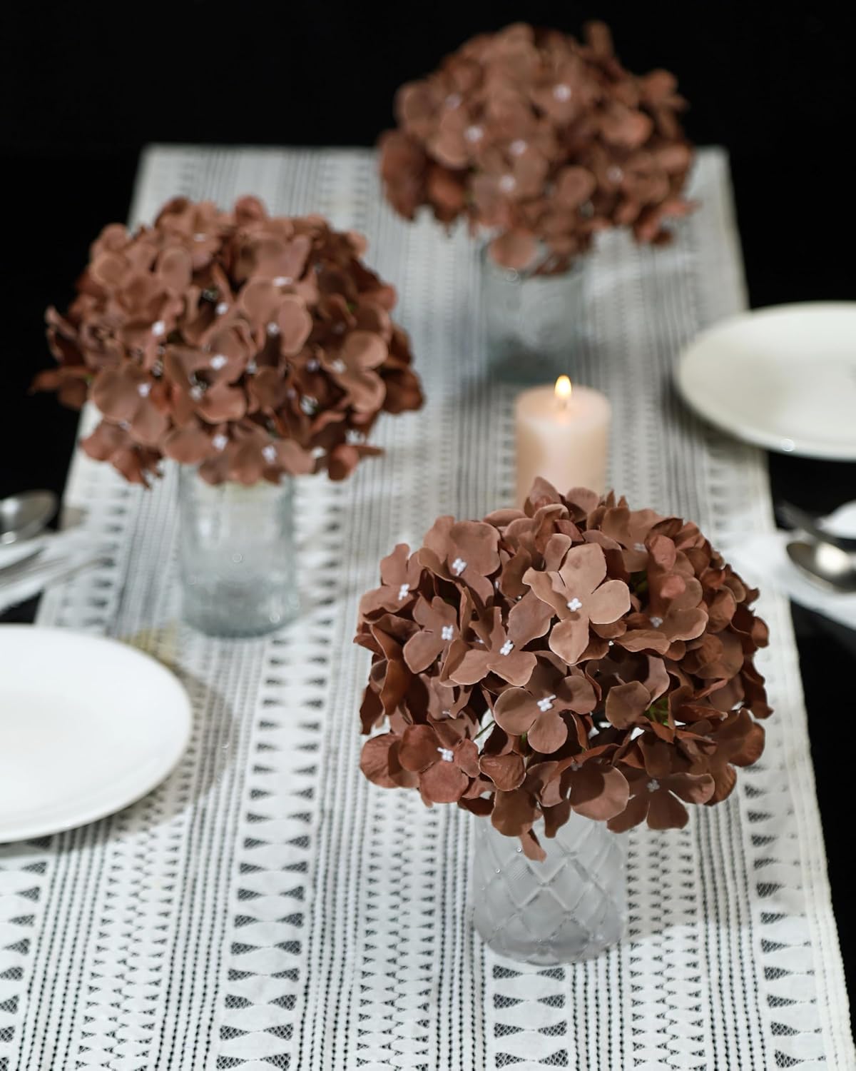 Artificial Hydrangea Silk Flower Heads with Stem Fake Blue Hydrangea Bigger Flowers for Wedding Home Garden Centerpiece Pack of 6