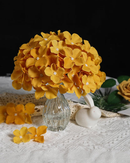 Artificial Hydrangea Silk Flower Heads with Stem Fake Blue Hydrangea Bigger Flowers for Wedding Home Garden Centerpiece Pack of 6