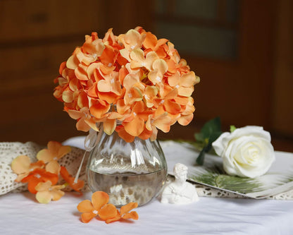 Artificial Hydrangea Silk Flower Heads with Stem Fake Blue Hydrangea Bigger Flowers for Wedding Home Garden Centerpiece Pack of 6