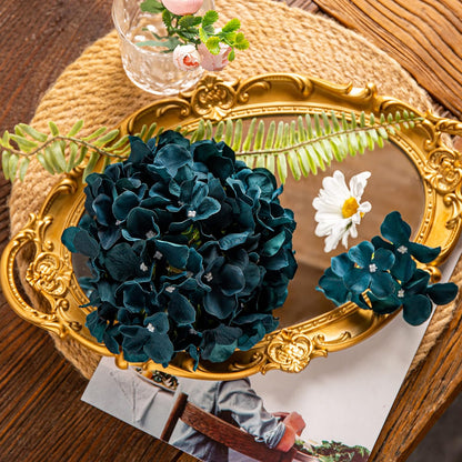 Artificial Hydrangea Silk Flower Heads with Stem Fake Blue Hydrangea Bigger Flowers for Wedding Home Garden Centerpiece Pack of 6