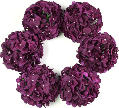 Artificial Hydrangea Silk Flower Heads with Stem Fake Blue Hydrangea Bigger Flowers for Wedding Home Garden Centerpiece Pack of 6