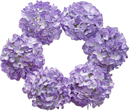 Artificial Hydrangea Silk Flower Heads with Stem Fake Blue Hydrangea Bigger Flowers for Wedding Home Garden Centerpiece Pack of 6