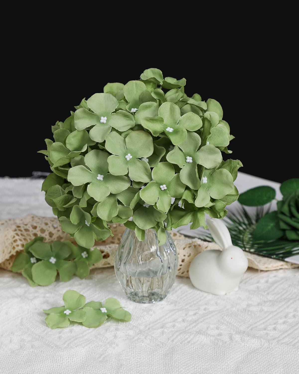 Artificial Hydrangea Silk Flower Heads with Stem Fake Blue Hydrangea Bigger Flowers for Wedding Home Garden Centerpiece Pack of 6