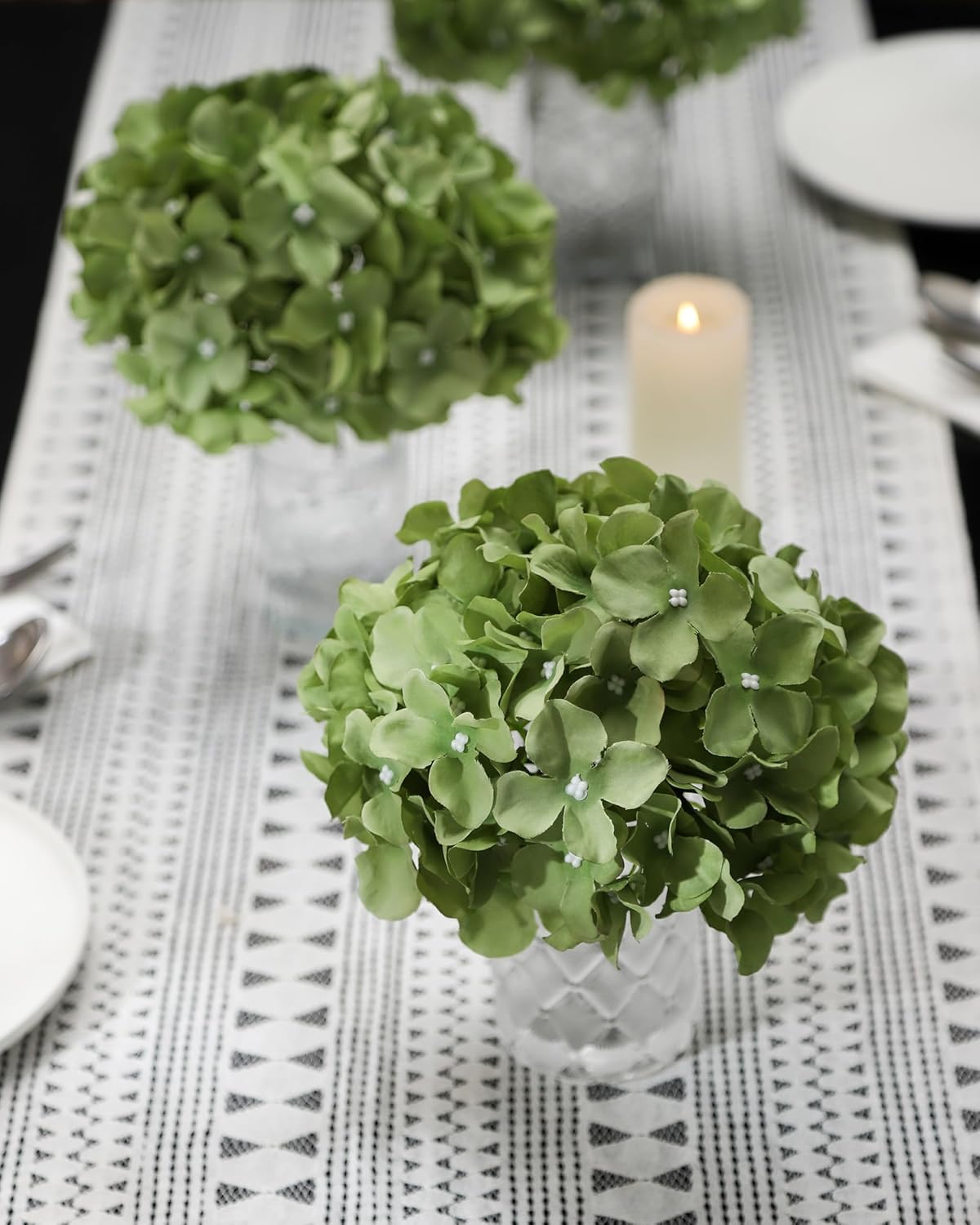 Artificial Hydrangea Silk Flower Heads with Stem Fake Blue Hydrangea Bigger Flowers for Wedding Home Garden Centerpiece Pack of 6