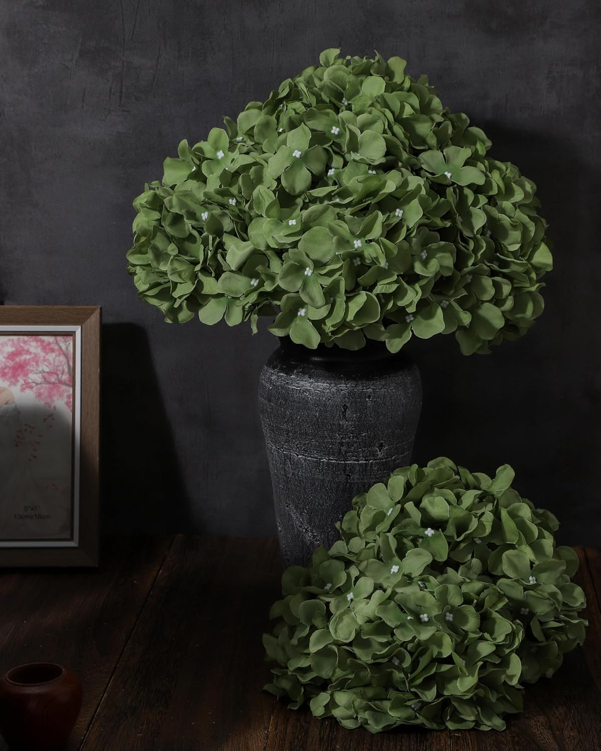 Artificial Hydrangea Silk Flower Heads with Stem Fake Blue Hydrangea Bigger Flowers for Wedding Home Garden Centerpiece Pack of 6