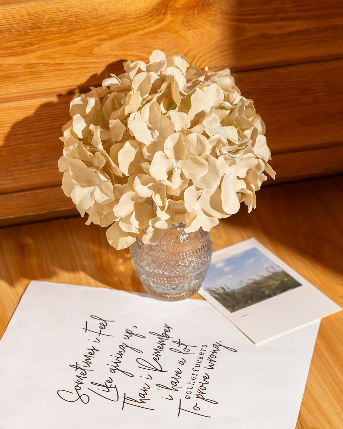 Artificial Hydrangea Silk Flower Heads with Stem Fake Blue Hydrangea Bigger Flowers for Wedding Home Garden Centerpiece Pack of 6