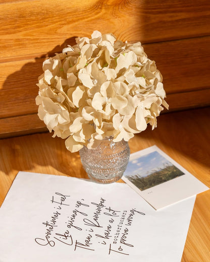 Artificial Hydrangea Silk Flower Heads with Stem Fake Blue Hydrangea Bigger Flowers for Wedding Home Garden Centerpiece Pack of 6