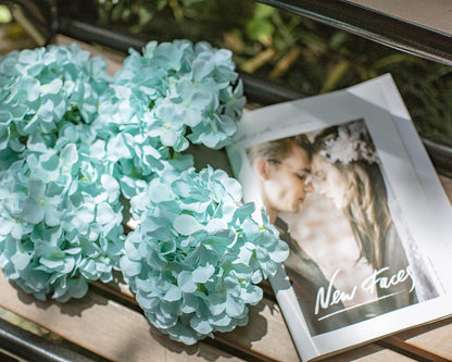 Artificial Hydrangea Silk Flower Heads with Stem Fake Blue Hydrangea Bigger Flowers for Wedding Home Garden Centerpiece Pack of 6