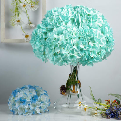 Artificial Hydrangea Silk Flower Heads with Stem Fake Blue Hydrangea Bigger Flowers for Wedding Home Garden Centerpiece Pack of 6