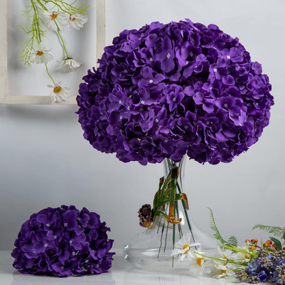 Artificial Hydrangea Silk Flower Heads with Stem Fake Blue Hydrangea Bigger Flowers for Wedding Home Garden Centerpiece Pack of 6