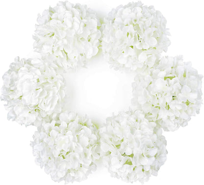 Artificial Hydrangea Silk Flower Heads with Stem Fake Blue Hydrangea Bigger Flowers for Wedding Home Garden Centerpiece Pack of 6
