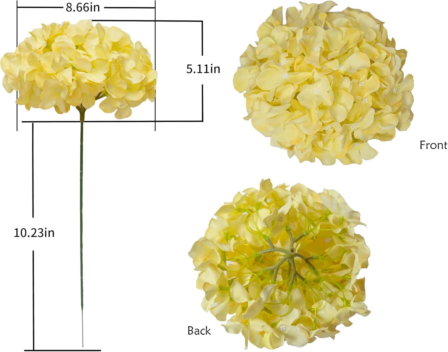 Artificial Hydrangea Silk Flower Heads with Stem Fake Blue Hydrangea Bigger Flowers for Wedding Home Garden Centerpiece Pack of 6